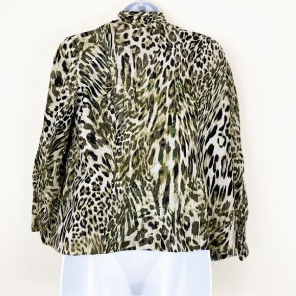 CHICO’S Linen Animal Moto Jacket Size 0 Size Small 4 Business Casual Lightweight - Picture 3 of 8